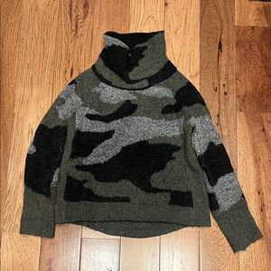 Aqua Black, green and Gray Cowl Neck Sweater camouflage army